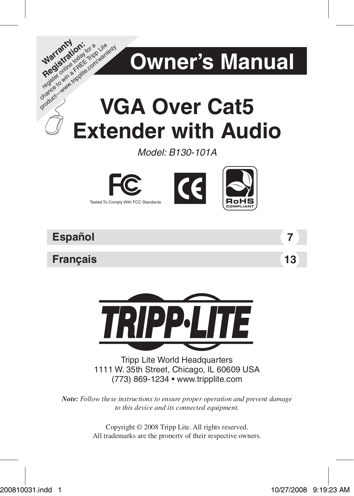 Tripp Lite B130-101A User Manual