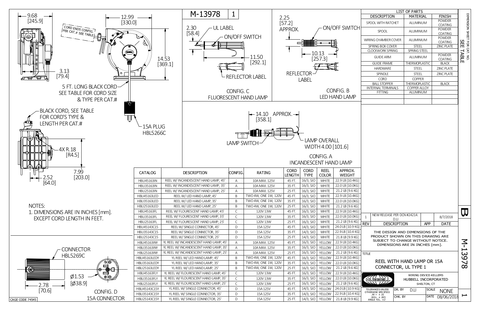 Hubbell HBLI45143C15 Reference Drawing