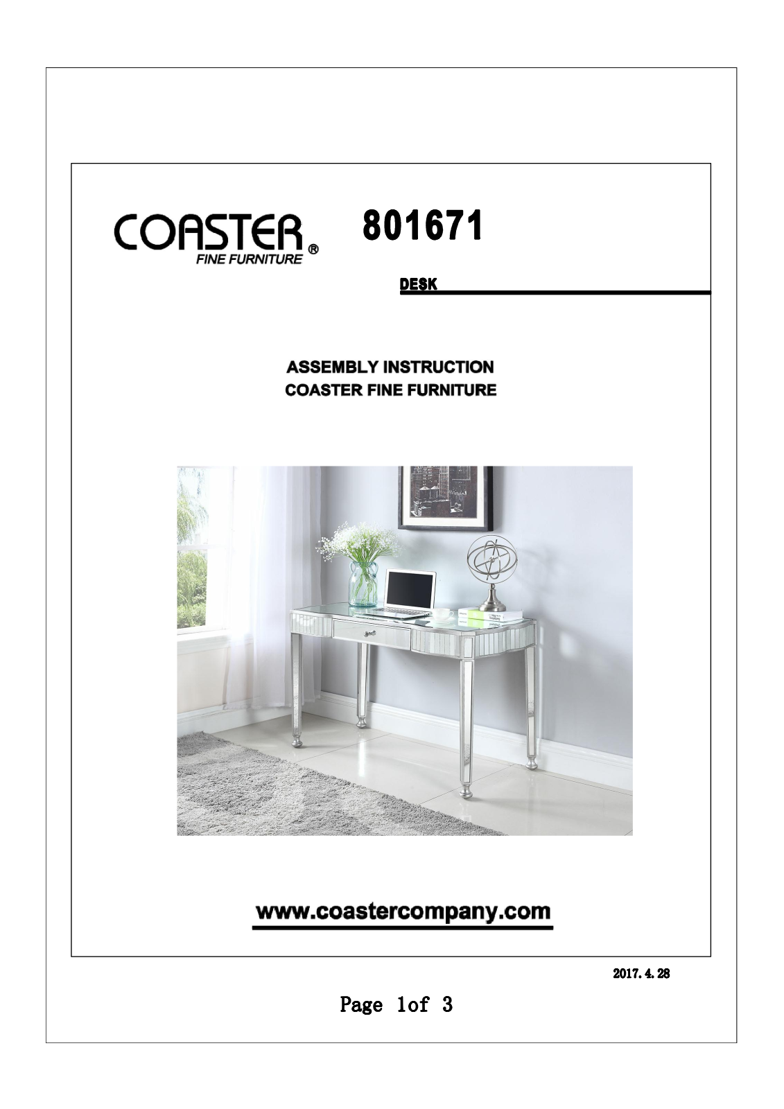 Coaster 801671 Assembly Guide