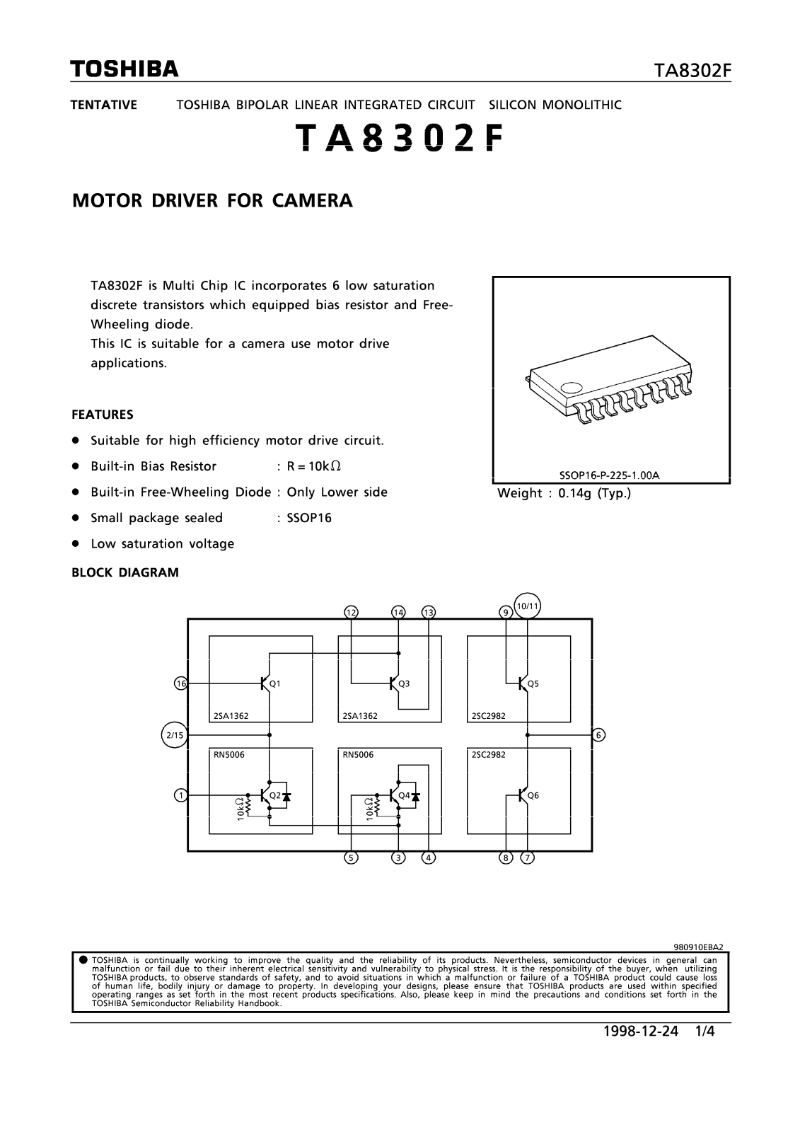 Toshiba TA8302F Datasheet