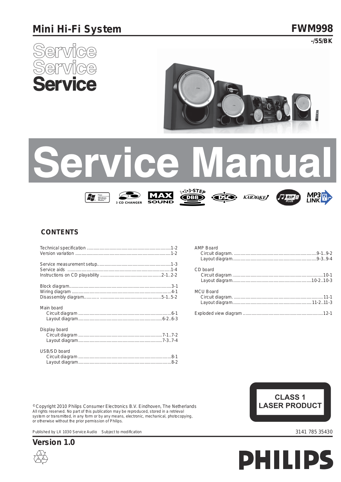 Philips FWM998/55/bk Schematic