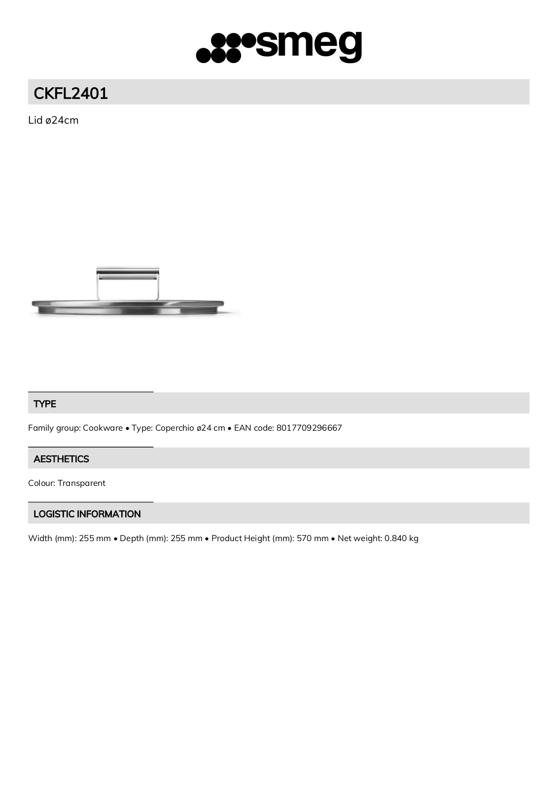 Smeg CKFL2401 Technical sheet