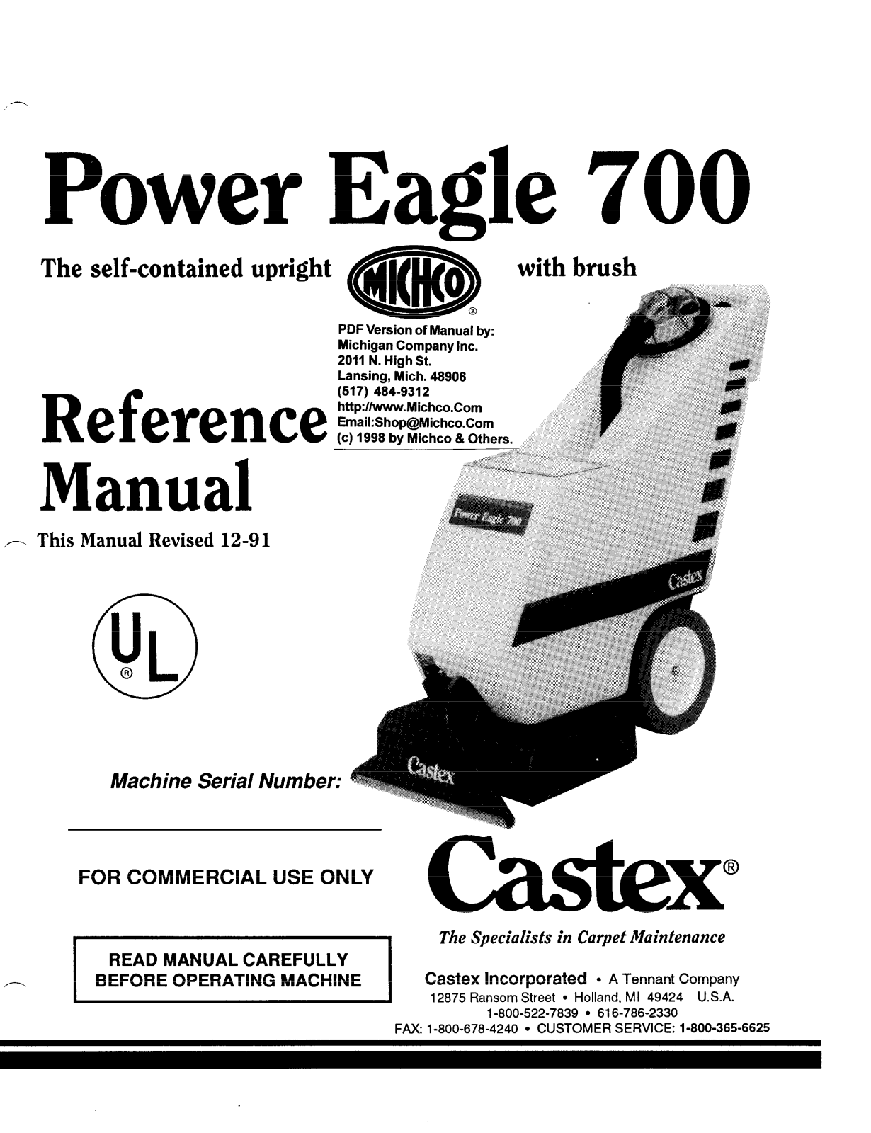 Castex Power Eagle 700 Reference Manual