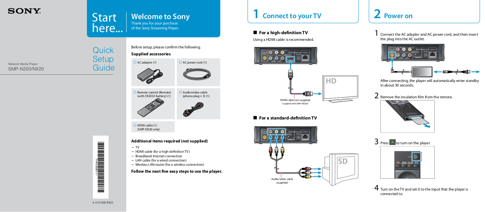 Sony SMP-NX20 Setup Guide