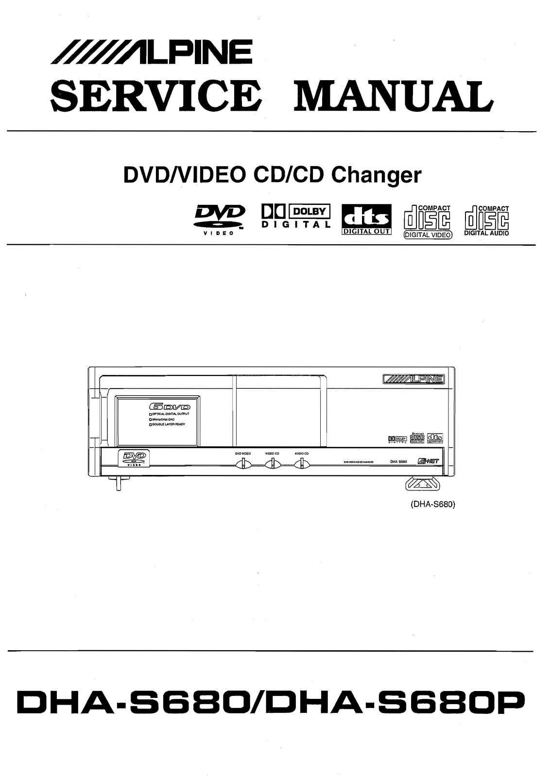 Alpine DHA-S680-P, DHA-S680 Service Manual