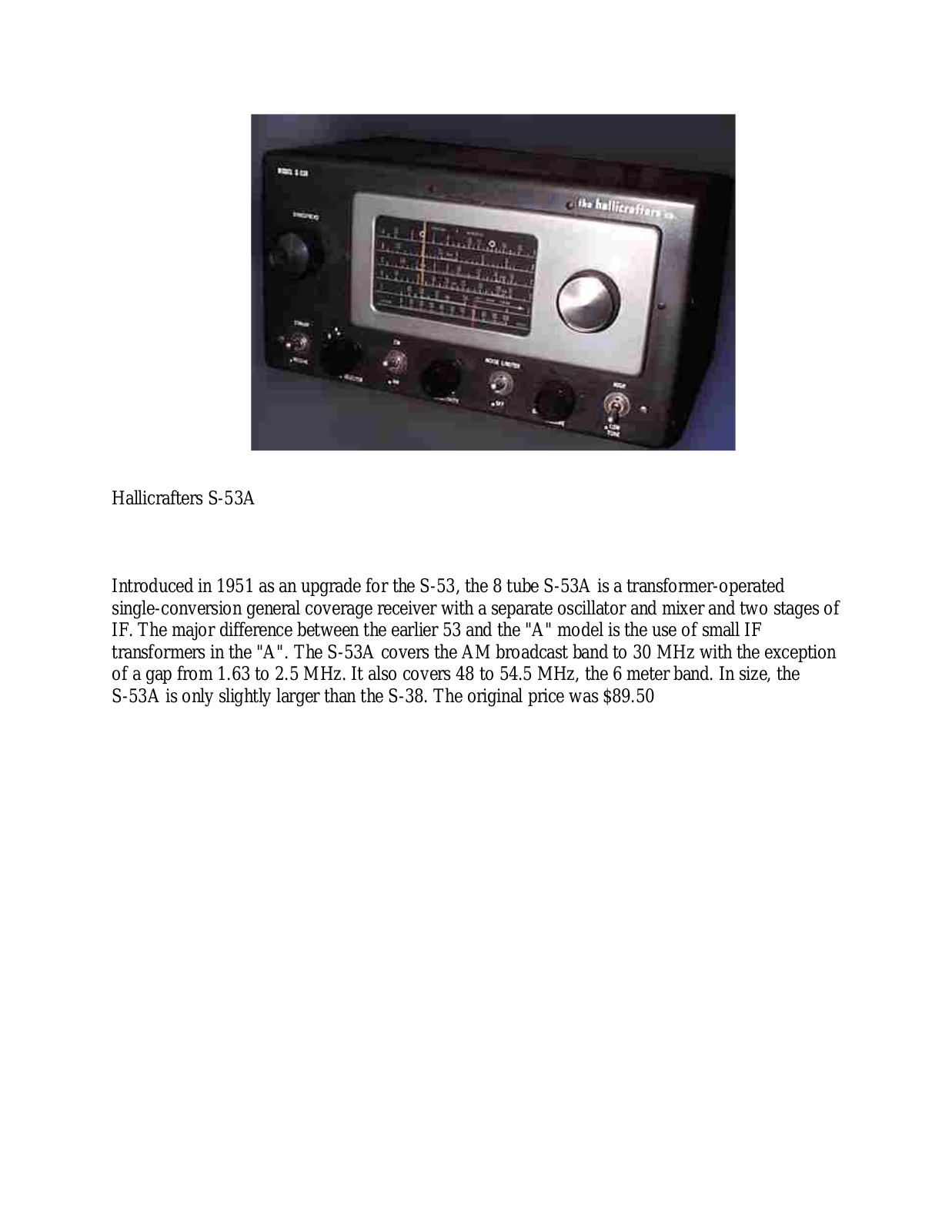 HALLICRAFTER S-53A User Manual