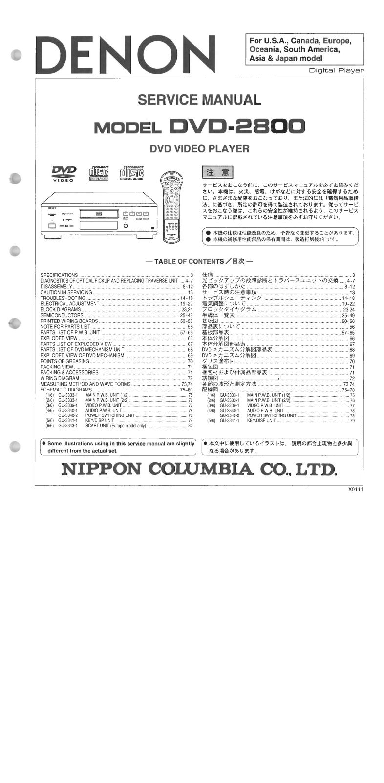 Denon DVD-2800 Service Manual