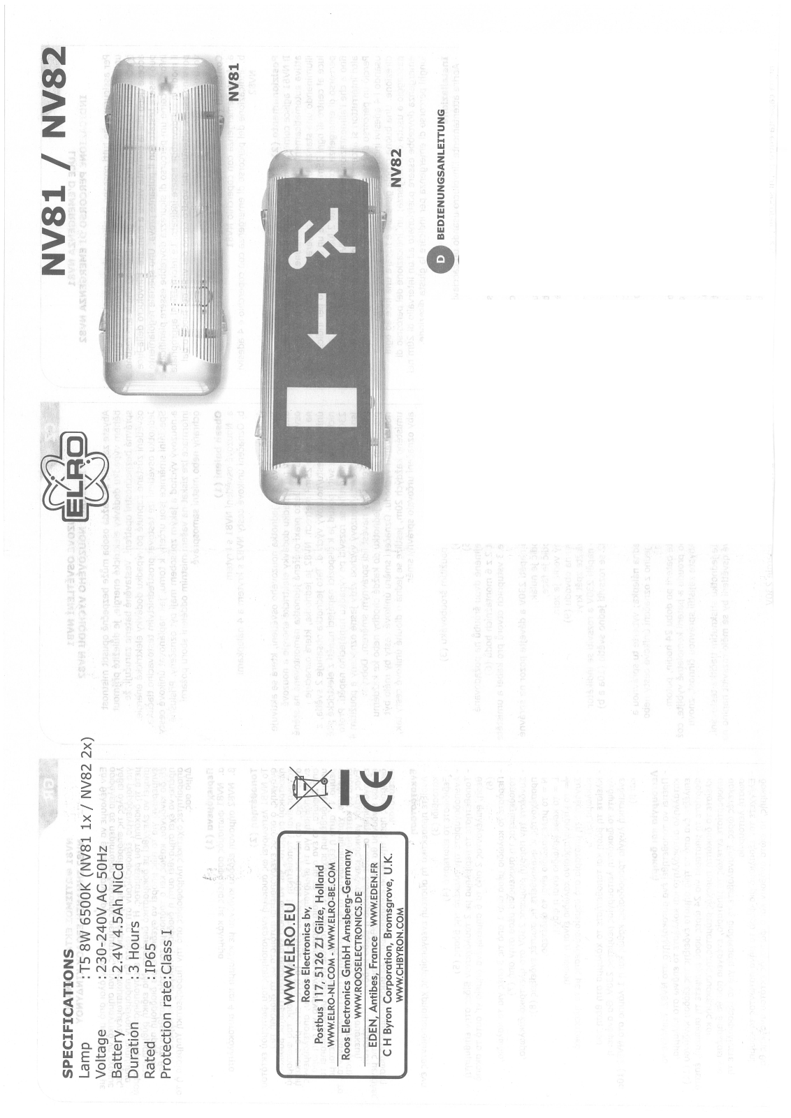 ELRO NV82, NV81 User manual