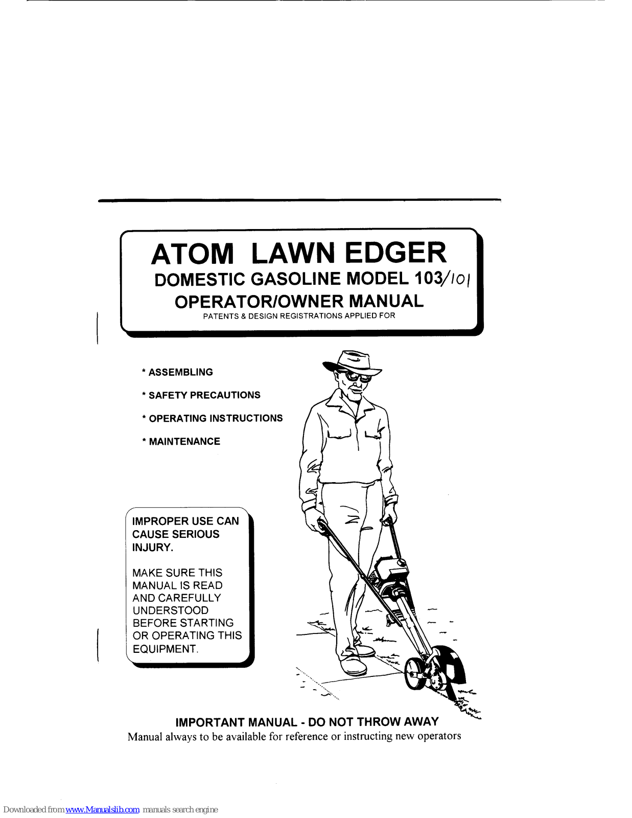 Atom 103, 101 Operator Owner's Manual - ManualMachine.com