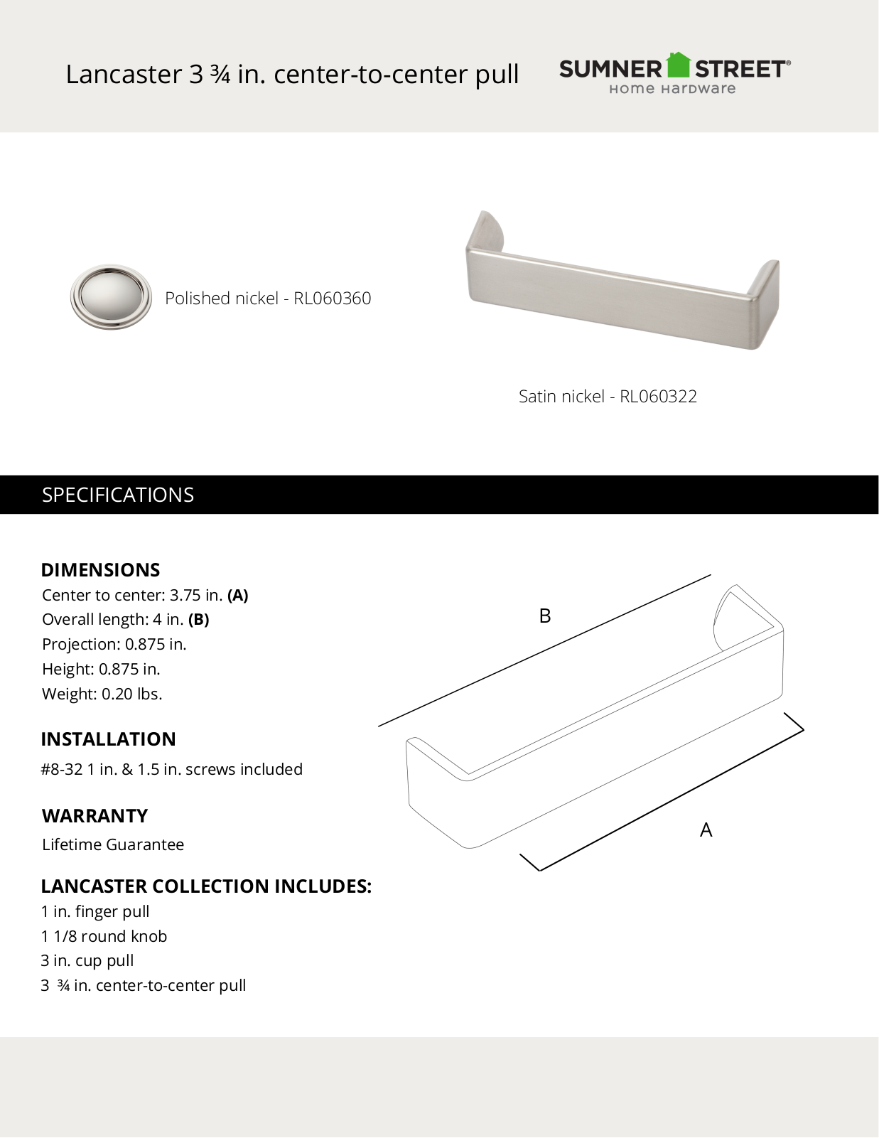 Sumner Street Home Hardware CTHD1077 Specifications - ManualMachine.com