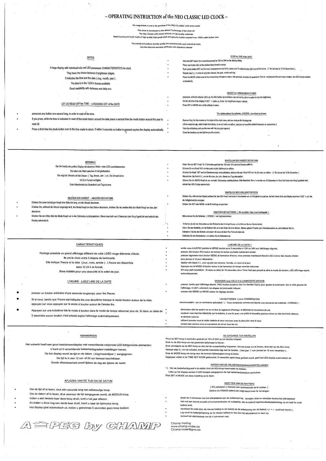 Conrad NEO CLASSIC User manual