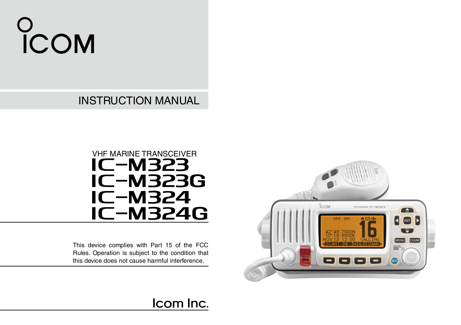 Icom IC-M323, IC-M324, IC-M323G, IC-M324G Instruction Manual