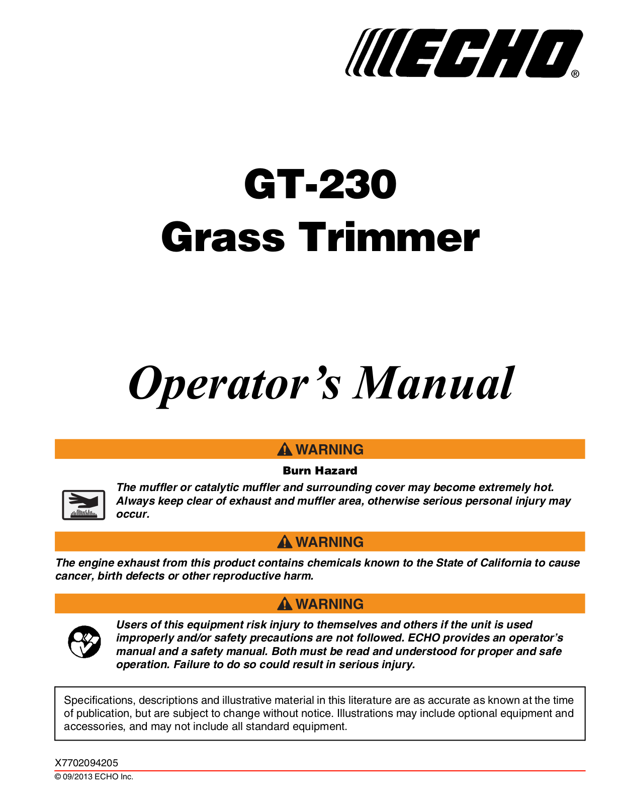 Echo GT-230 User Manual