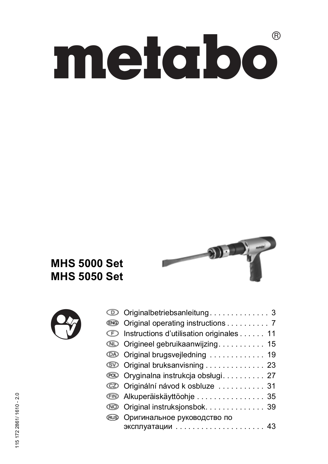 Metabo MHS 5000 Set, MHS 5050 Set Original Operating Instructions