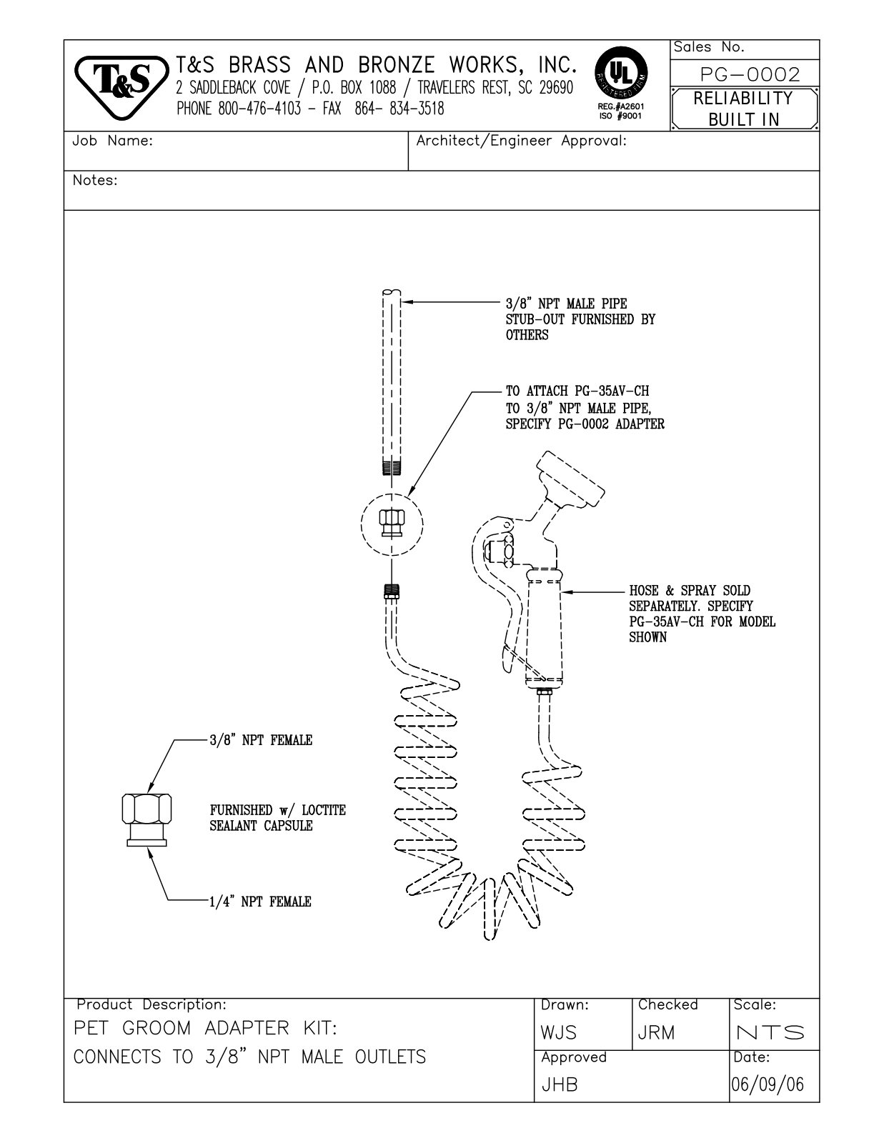 T&S Brass PG-0002 User Manual