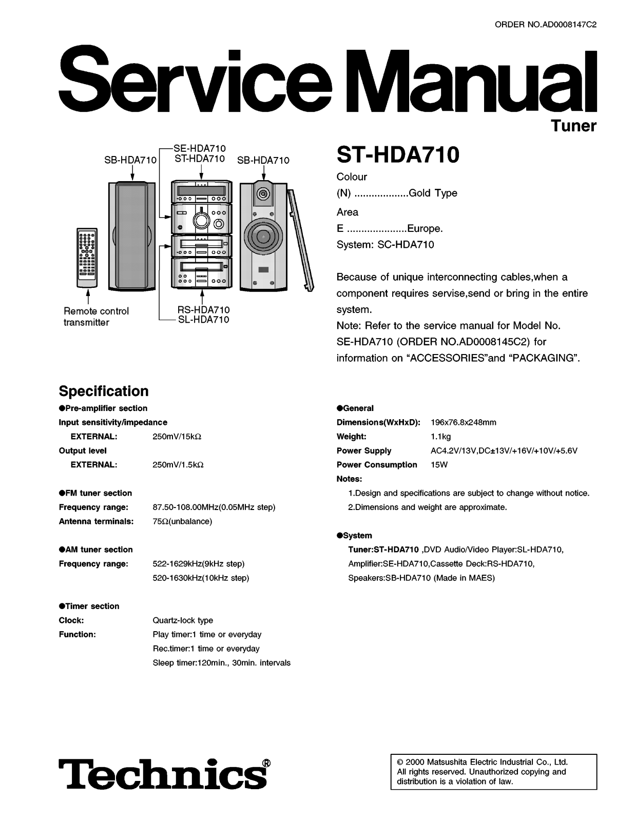Technics STHDA710 SERVICE MANUAL - ManualMachine.com
