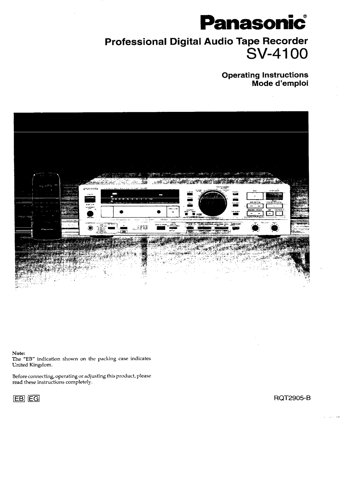 Panasonic SV-4100 User Manual