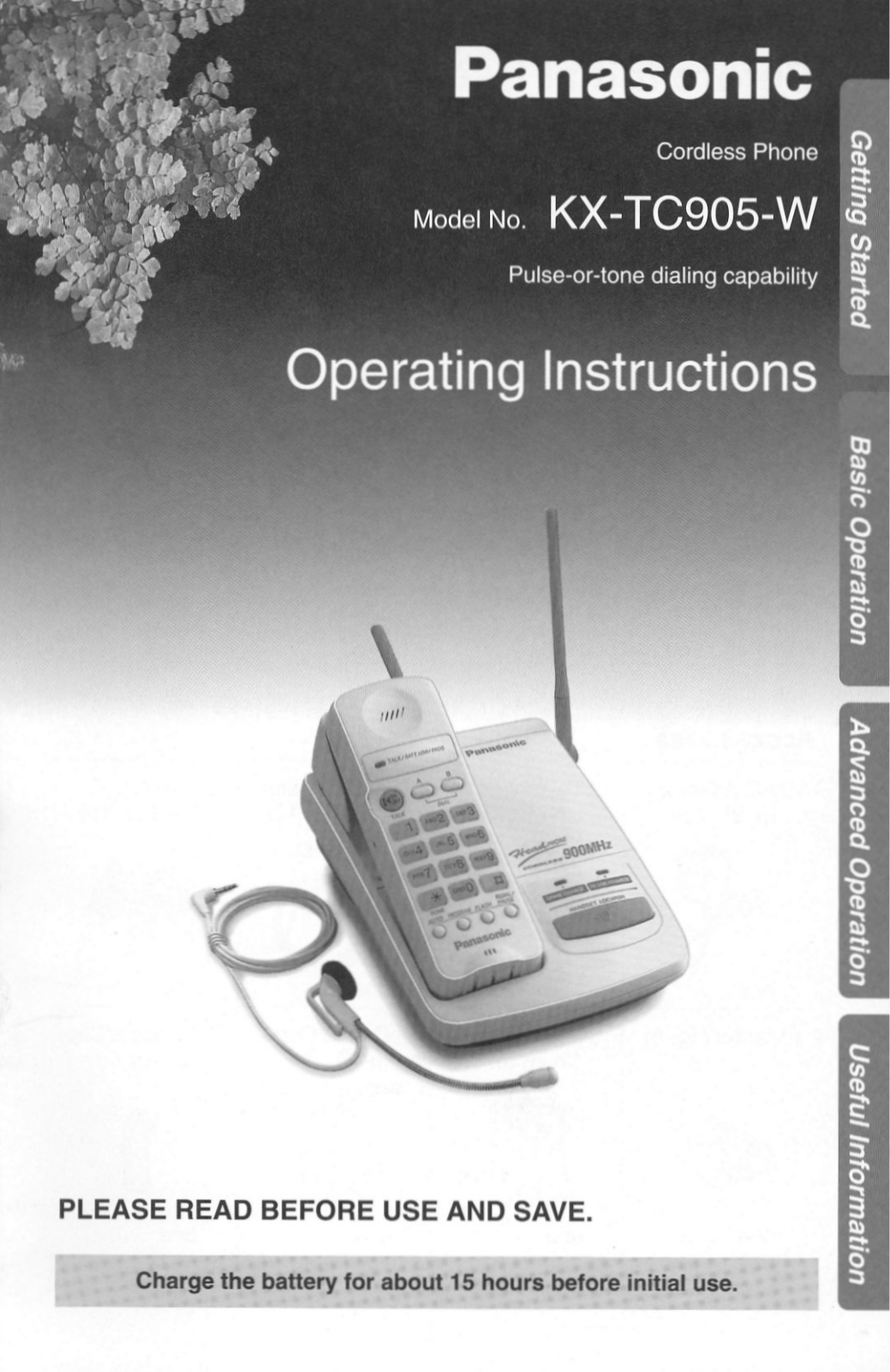 Panasonic kx-tc905 Operation Manual