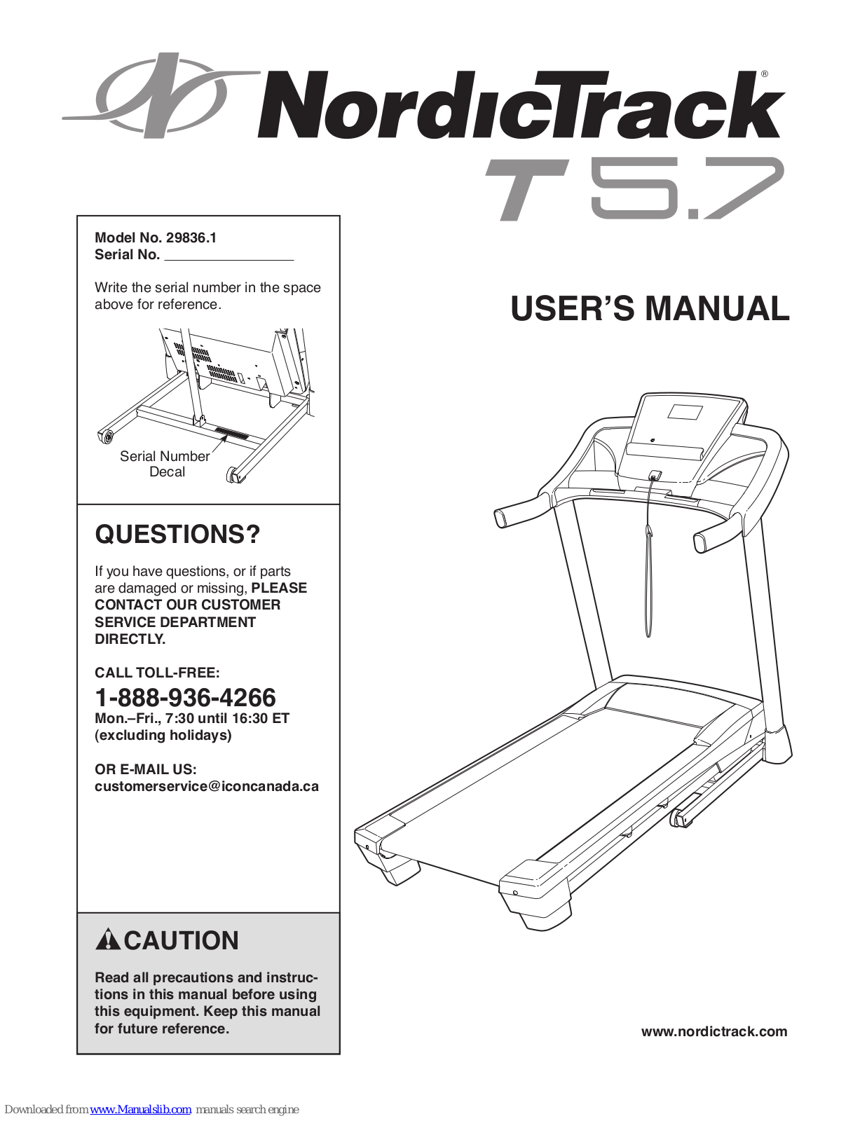 NordicTrack T 5.7 User Manual