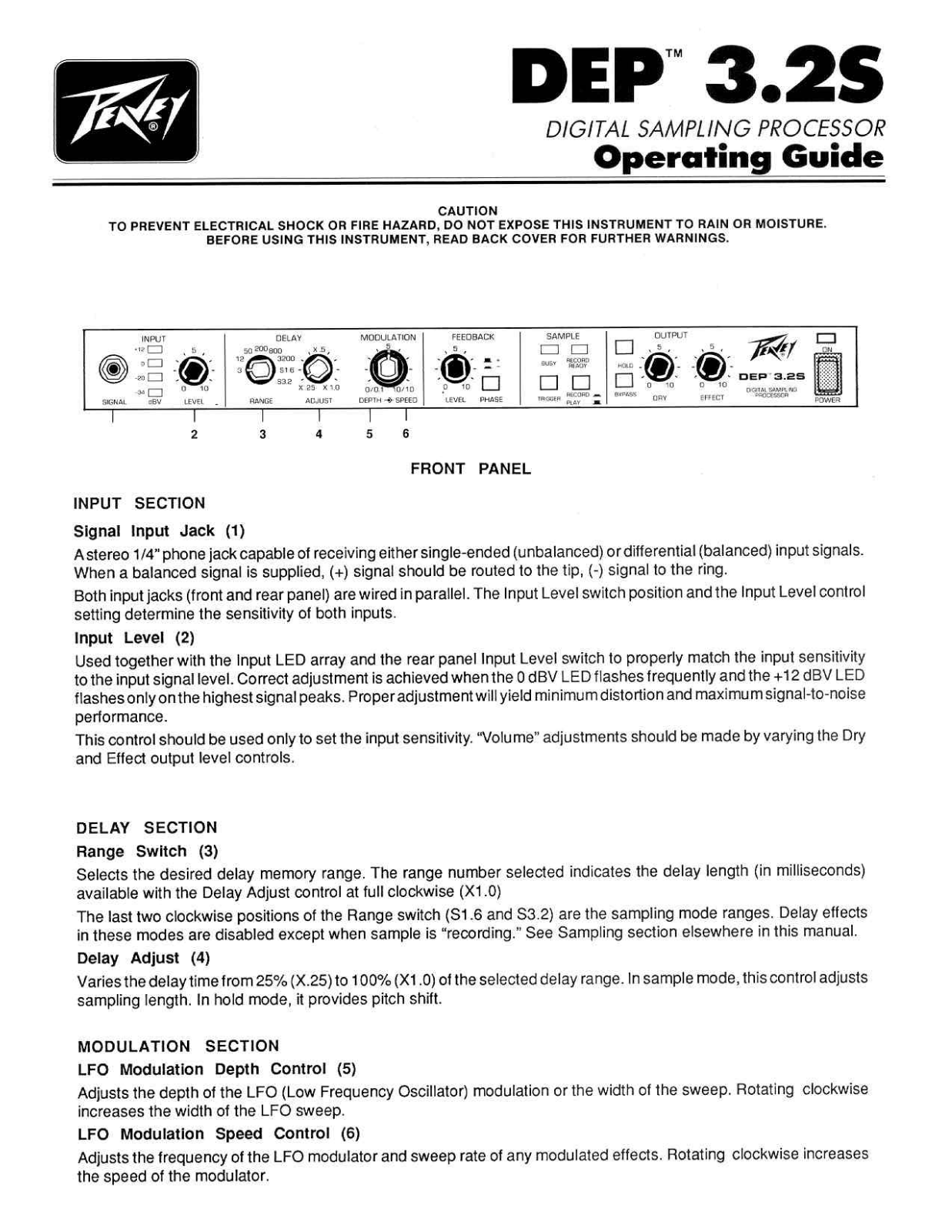 Peavey DEP 3.2S Operating Manual