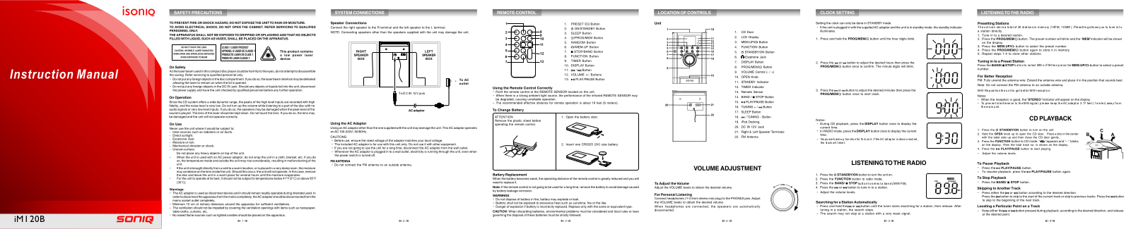 SONIQ IM120B User Manual