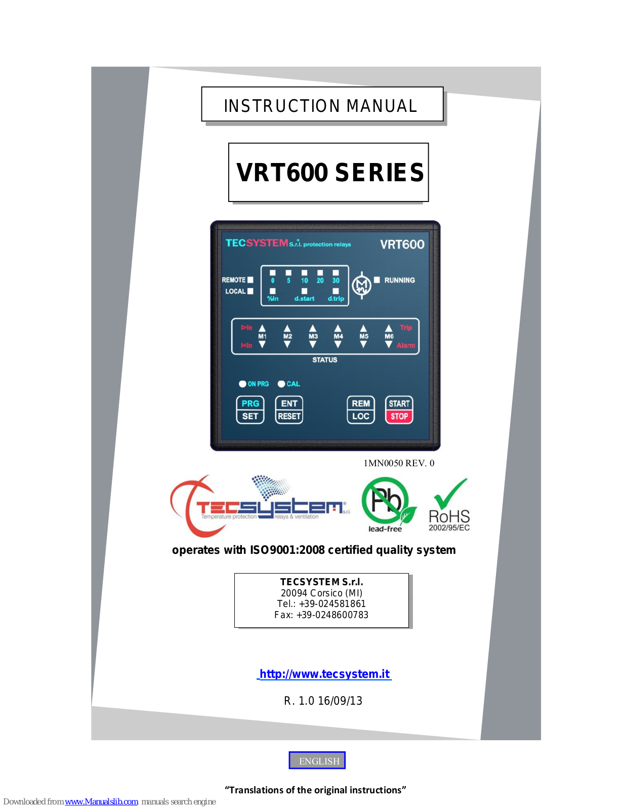 TECSYSTEM VRT600 SERIES Instruction Manual