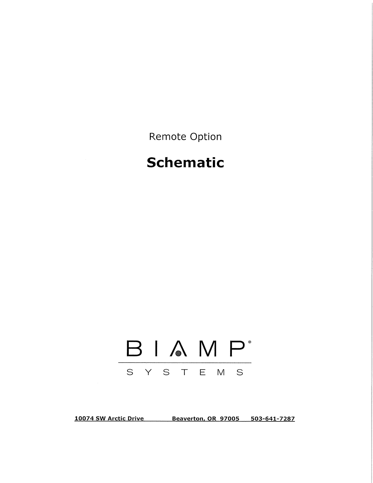 Biamp REMOTE OPTION User Manual