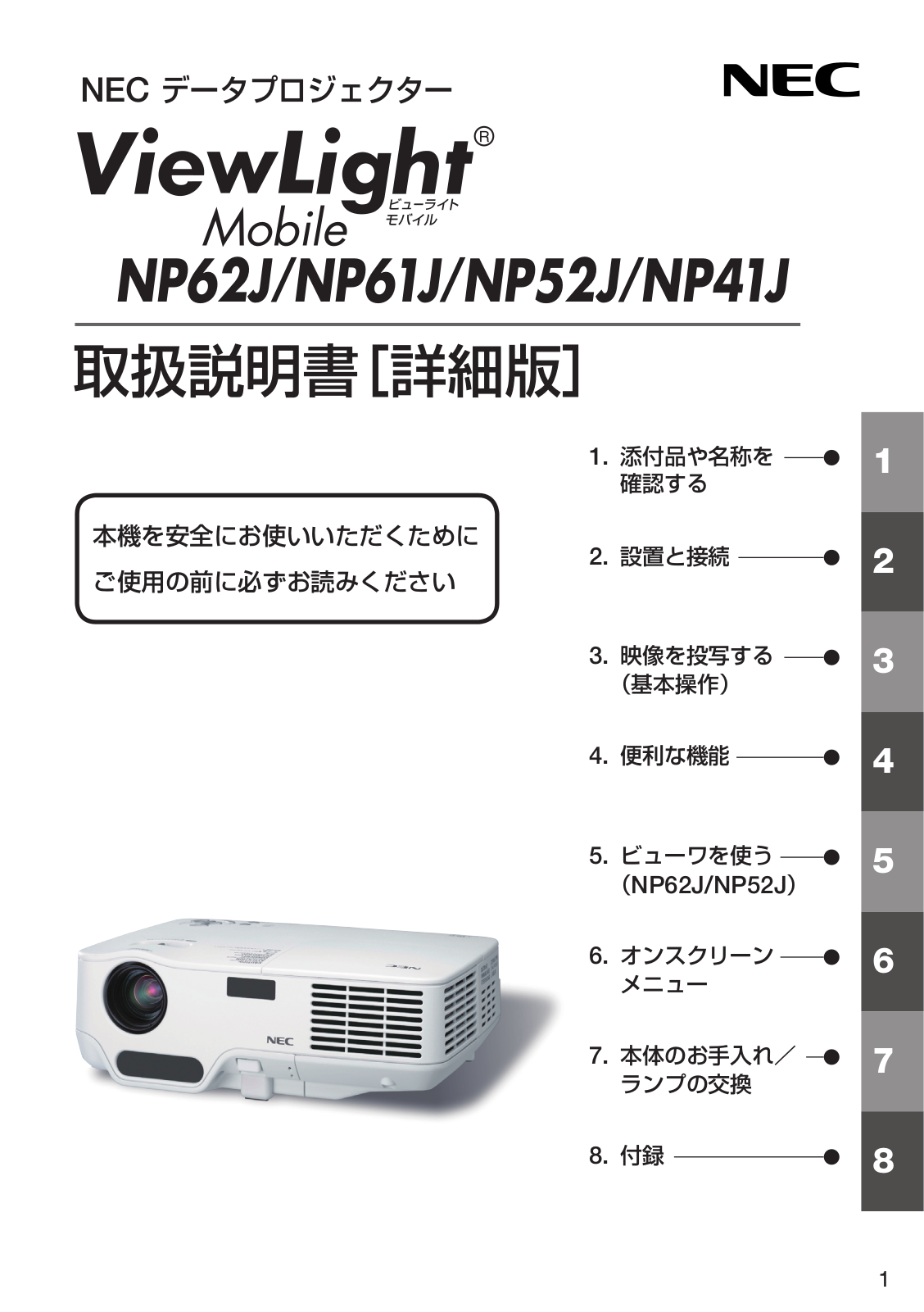 NEC NP62J, NP61J, NP52J, NP41J User Manual