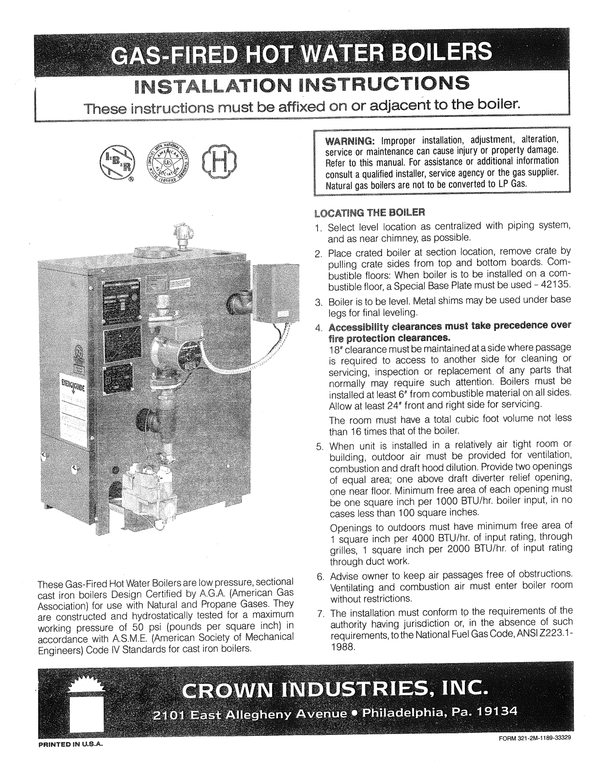 Crown Boiler DC-3185 User Manual