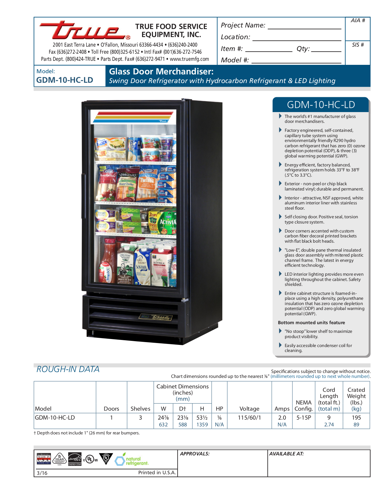 True GDM-10-HC-LD User Manual