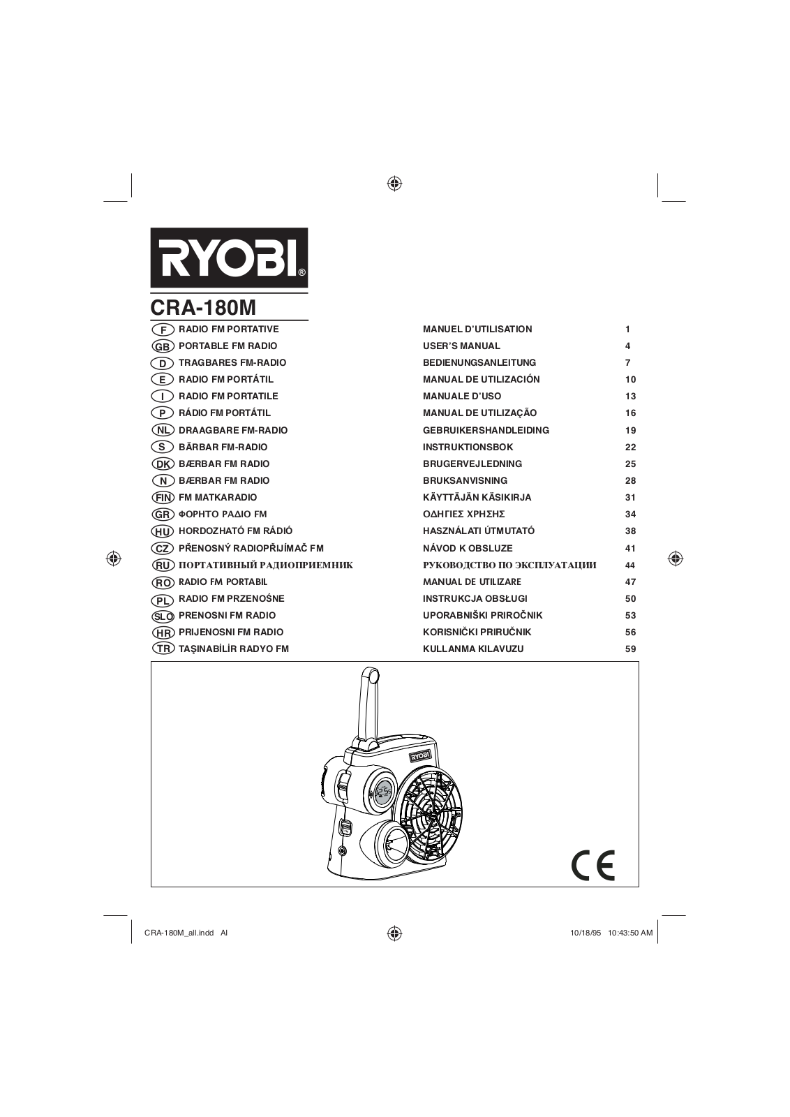 RYOBI CRA-180M User Manual