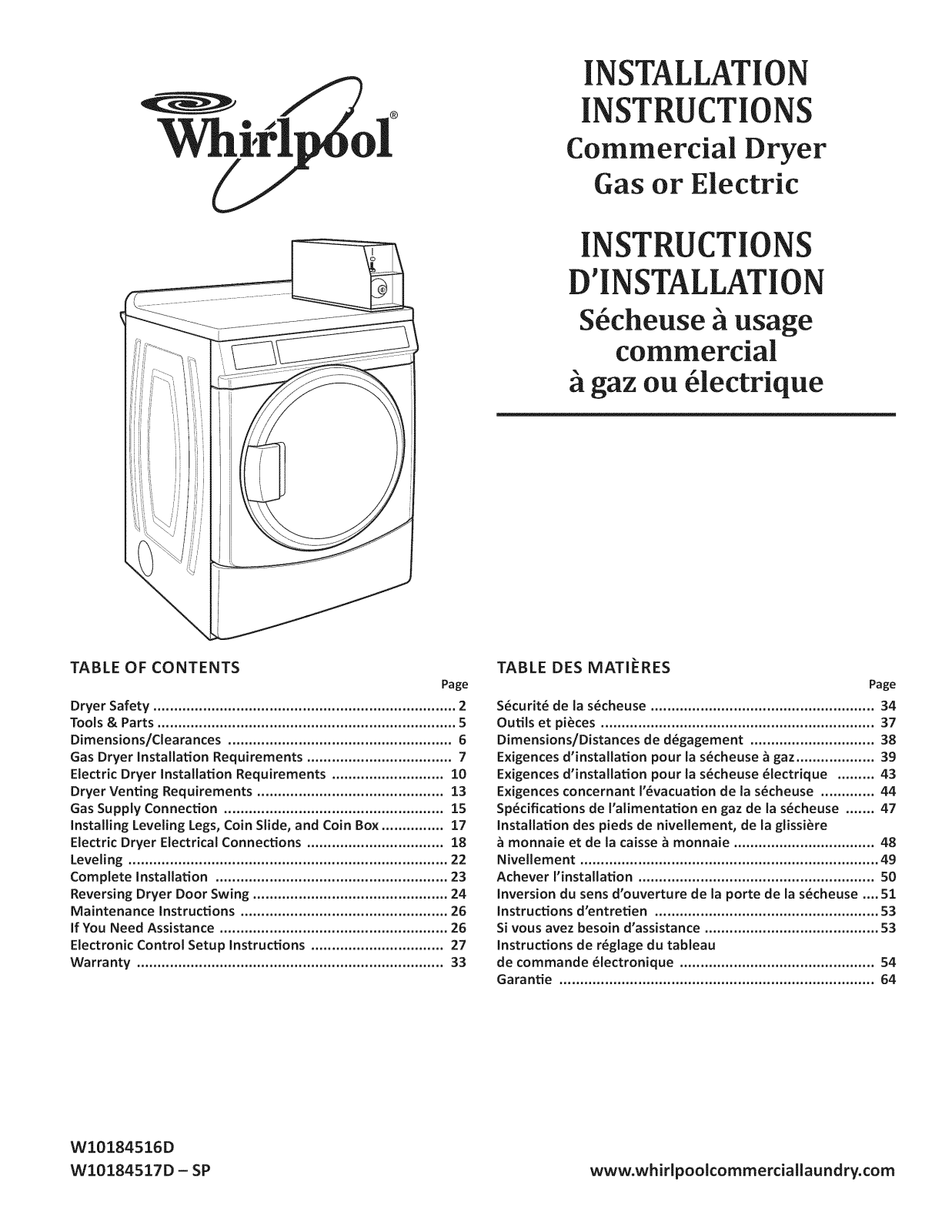 Whirlpool CGD8990XW2, CGD9050AW0, CGD9060AW0, CEW9100VQ0, CEW9100WQ0 Installation Guide - ManualMachine.com