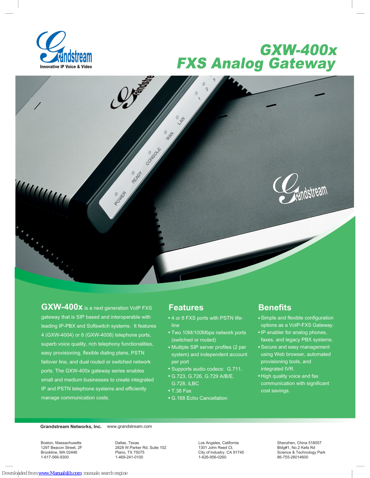 Grandstream Networks GXW-4004, GXW-4008 Technical Specifications