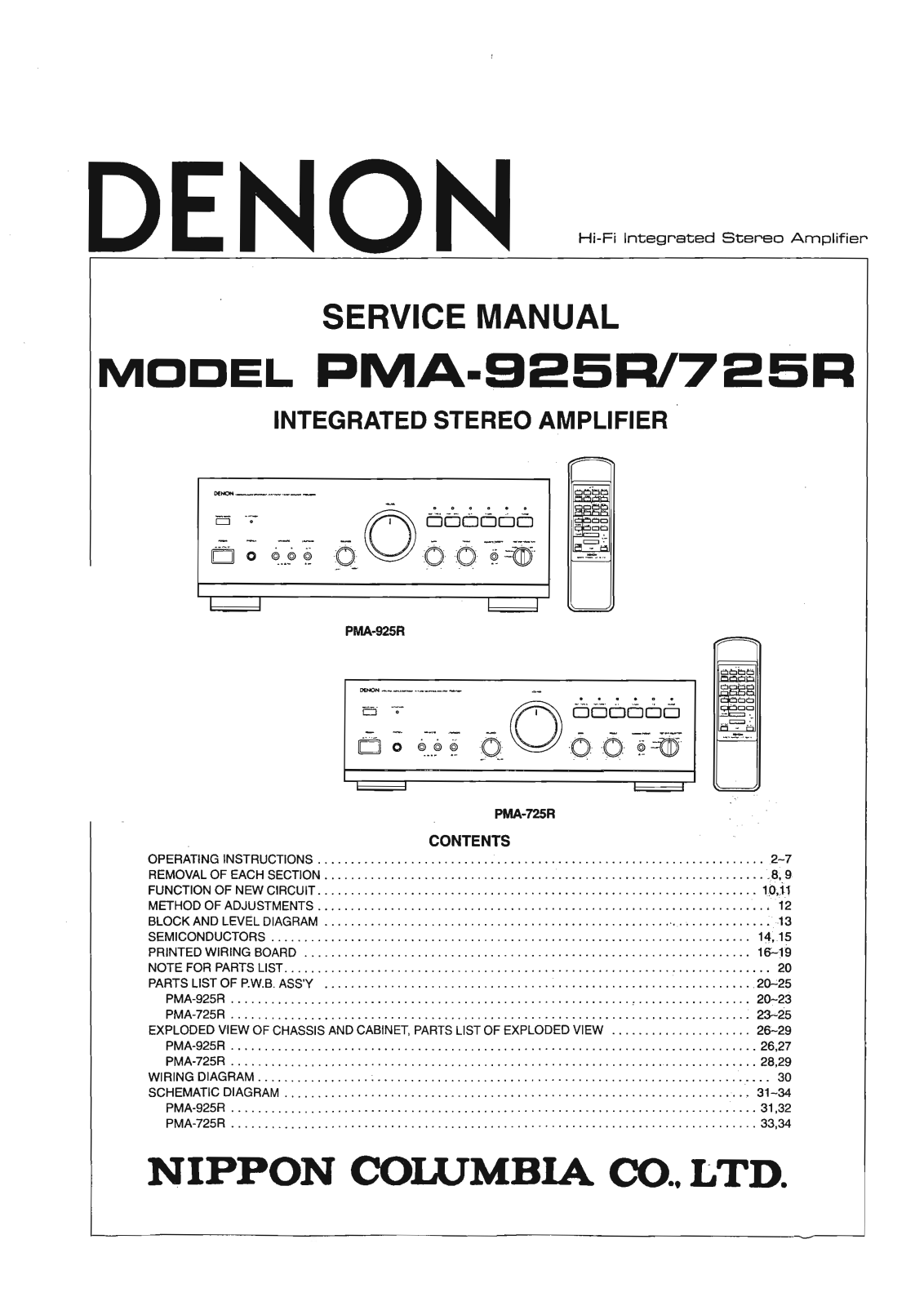 Denon PMA-925R Service Manual