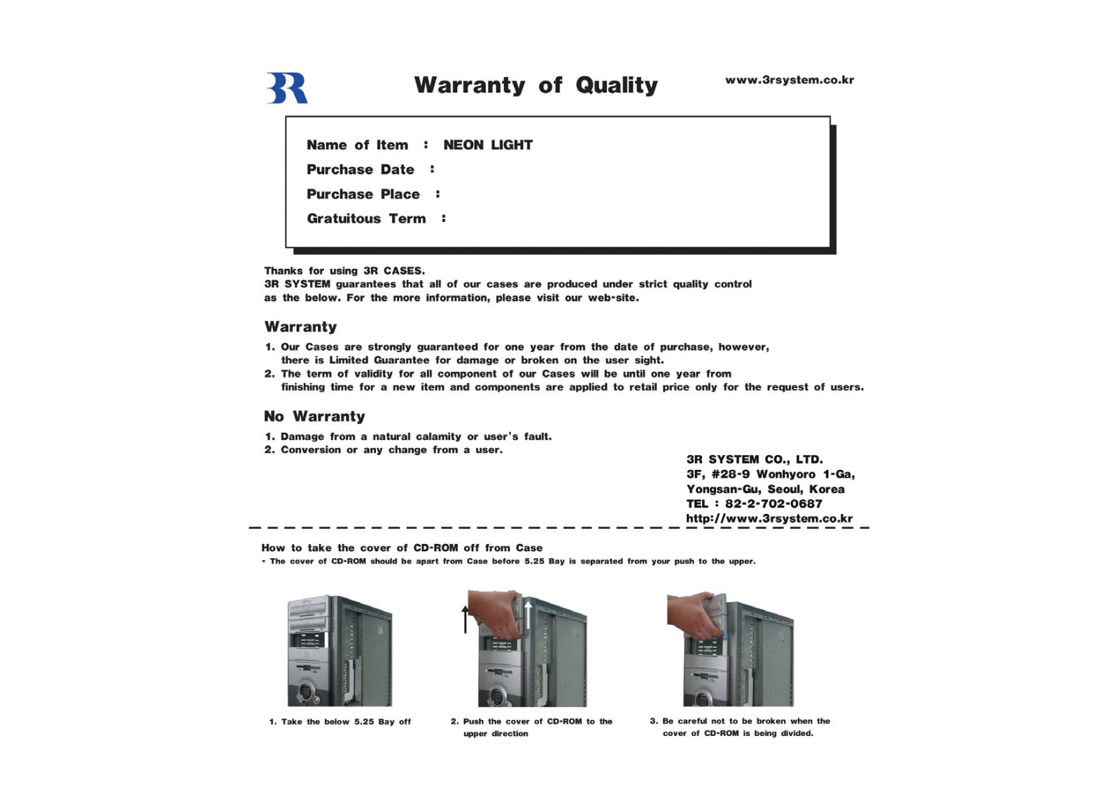 3R SYSTEM NEONLIGHT User Manual