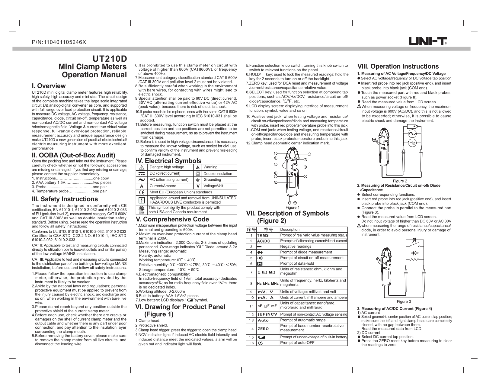 UNI-T UT210D Operation Manual