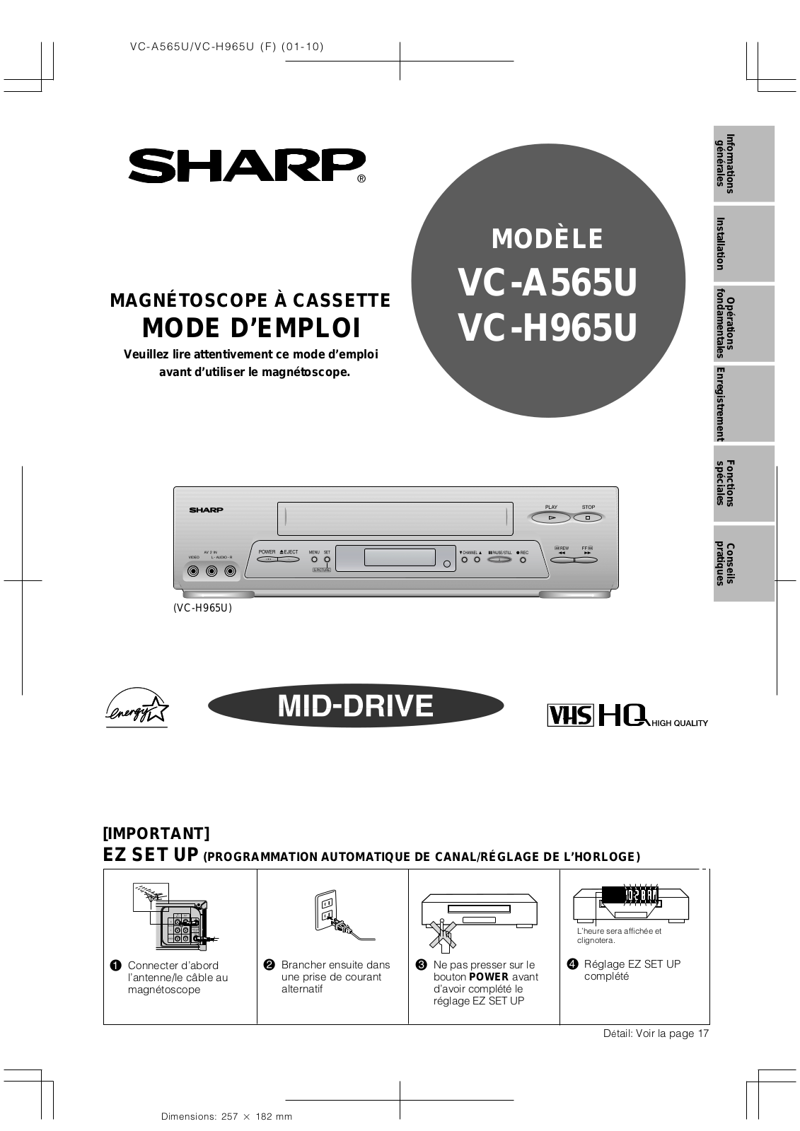 Sharp VC-H965U, VC-A565U Manual