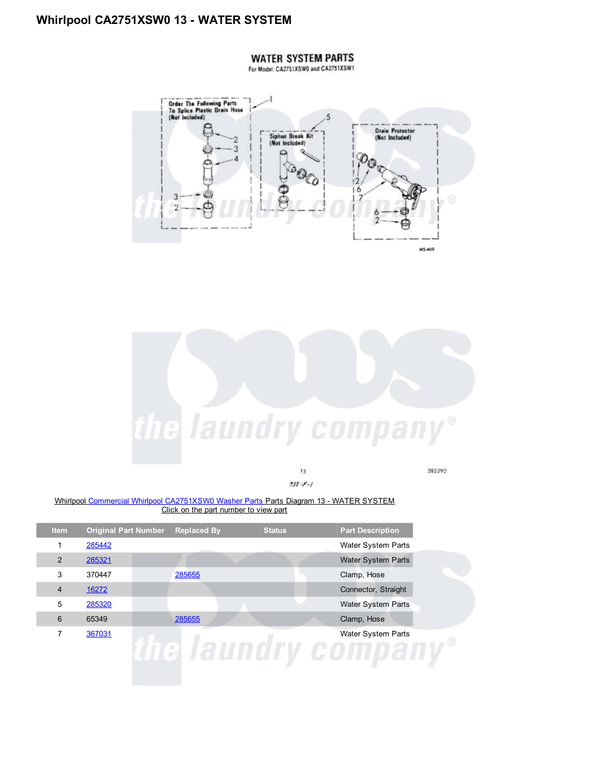 Whirlpool CA2751XSW0 Parts Diagram