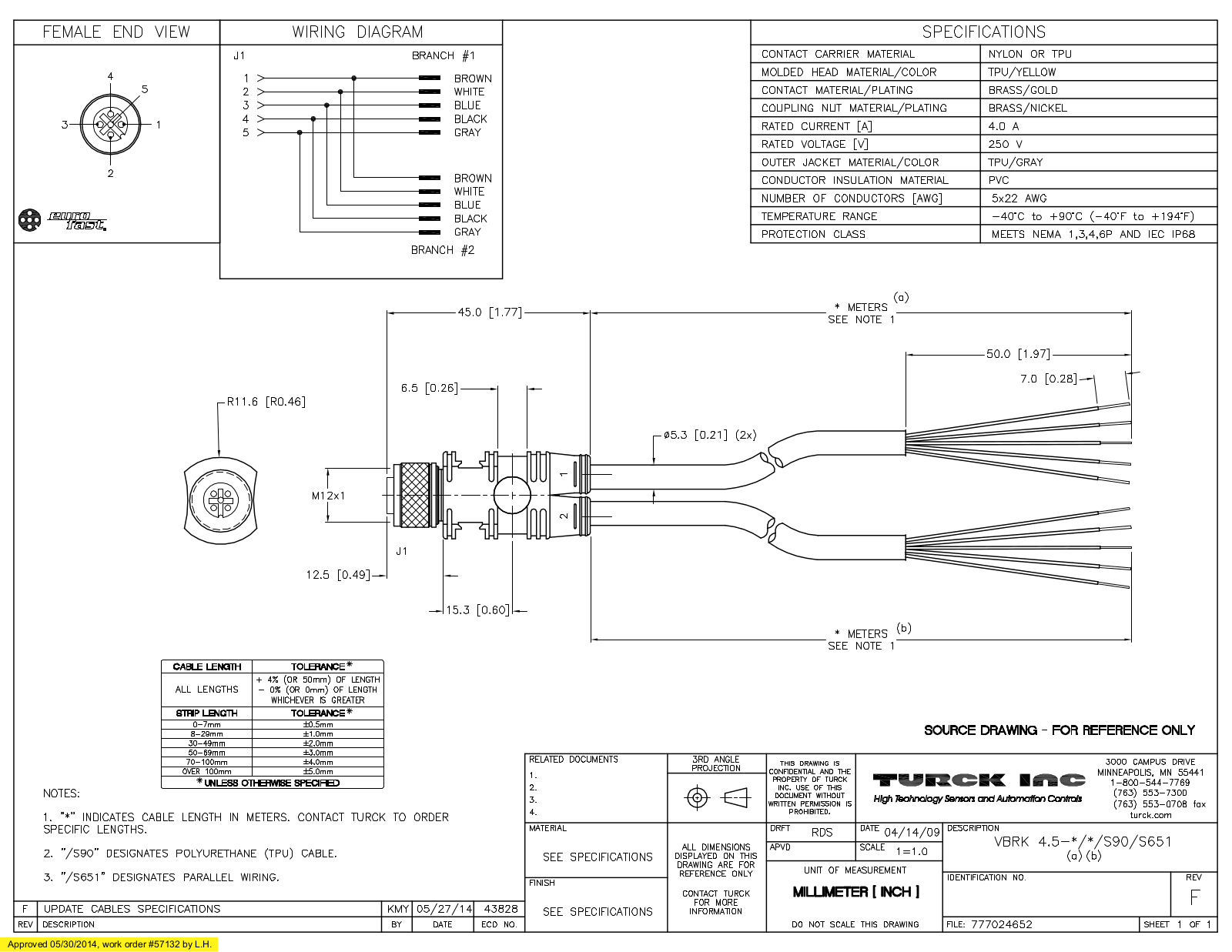 Turck VBRK4.5-2/2/S90/S651 Specification Sheet