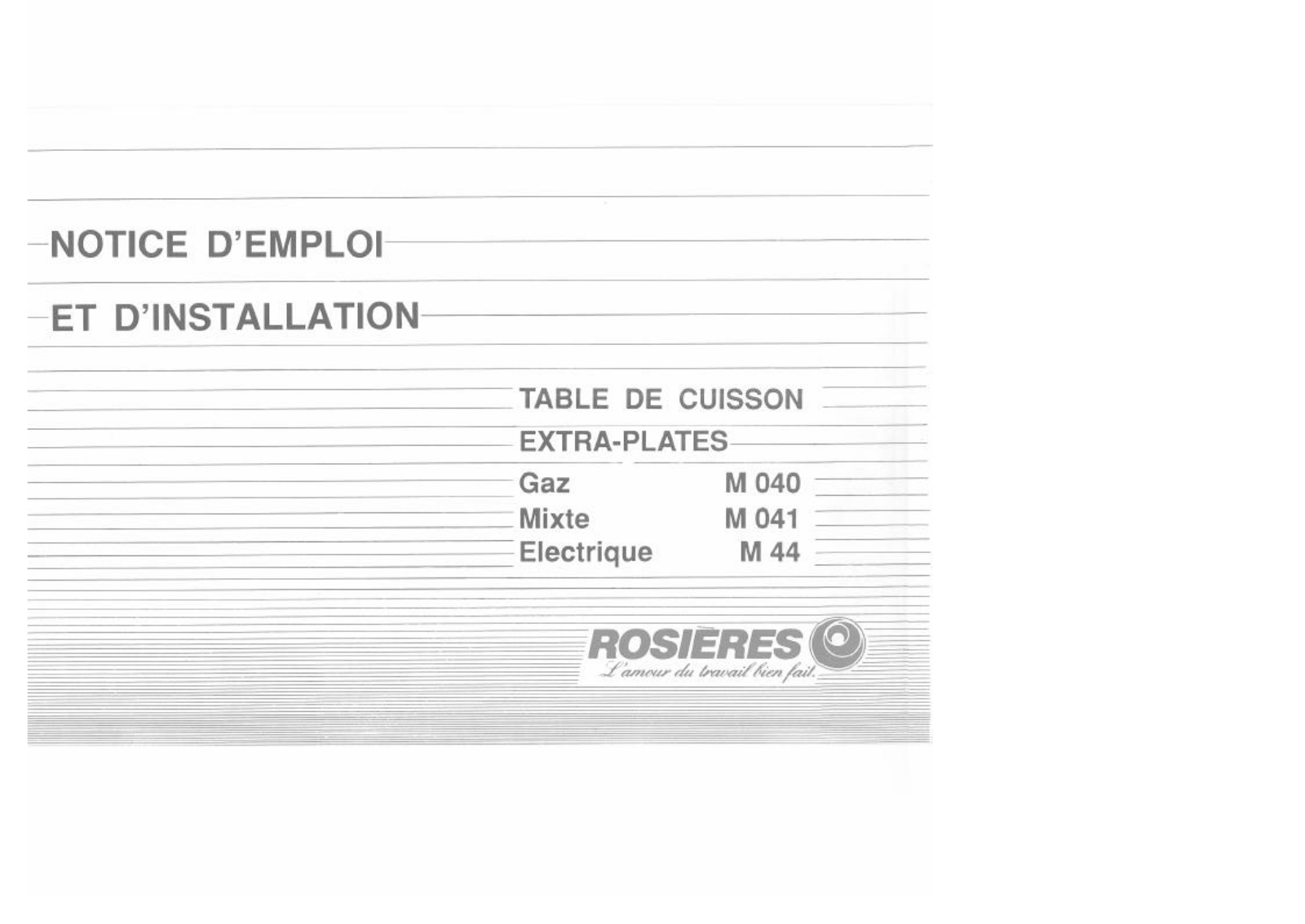 Rosieres M 040, M 041, M 44 User Manual