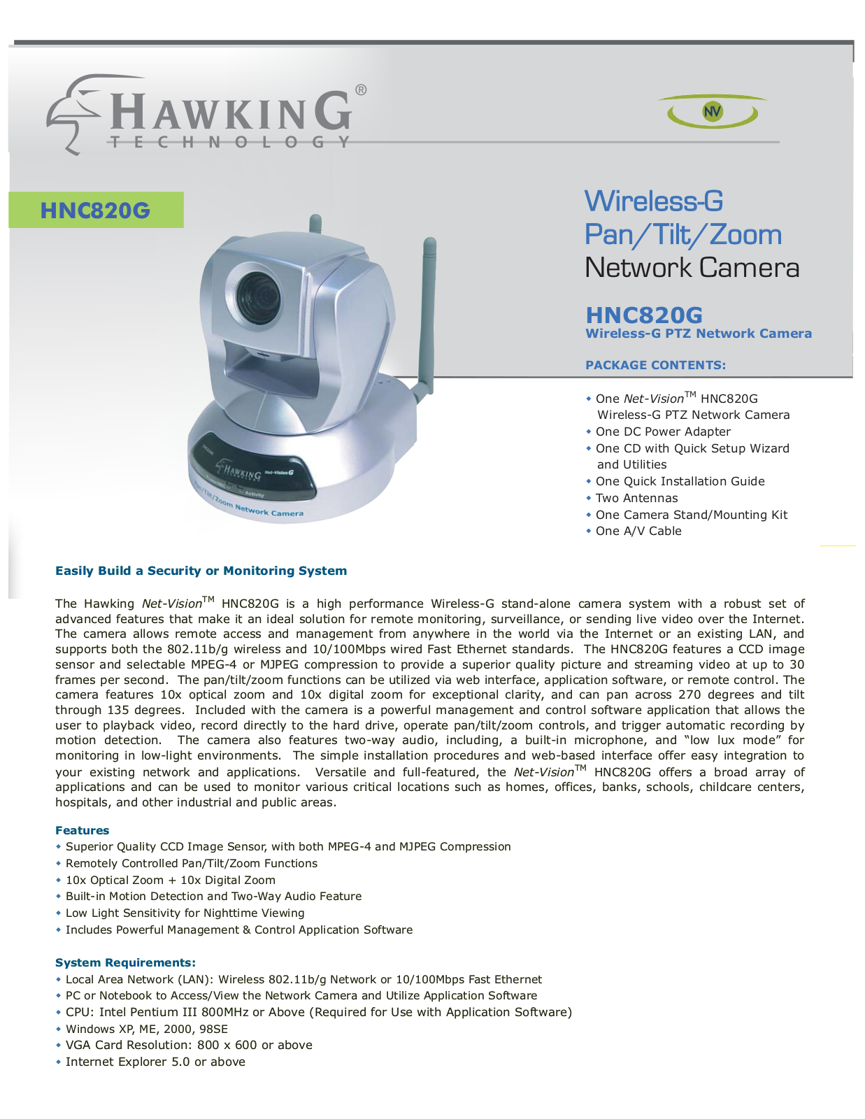 Hawking HNC820G BROCHURE