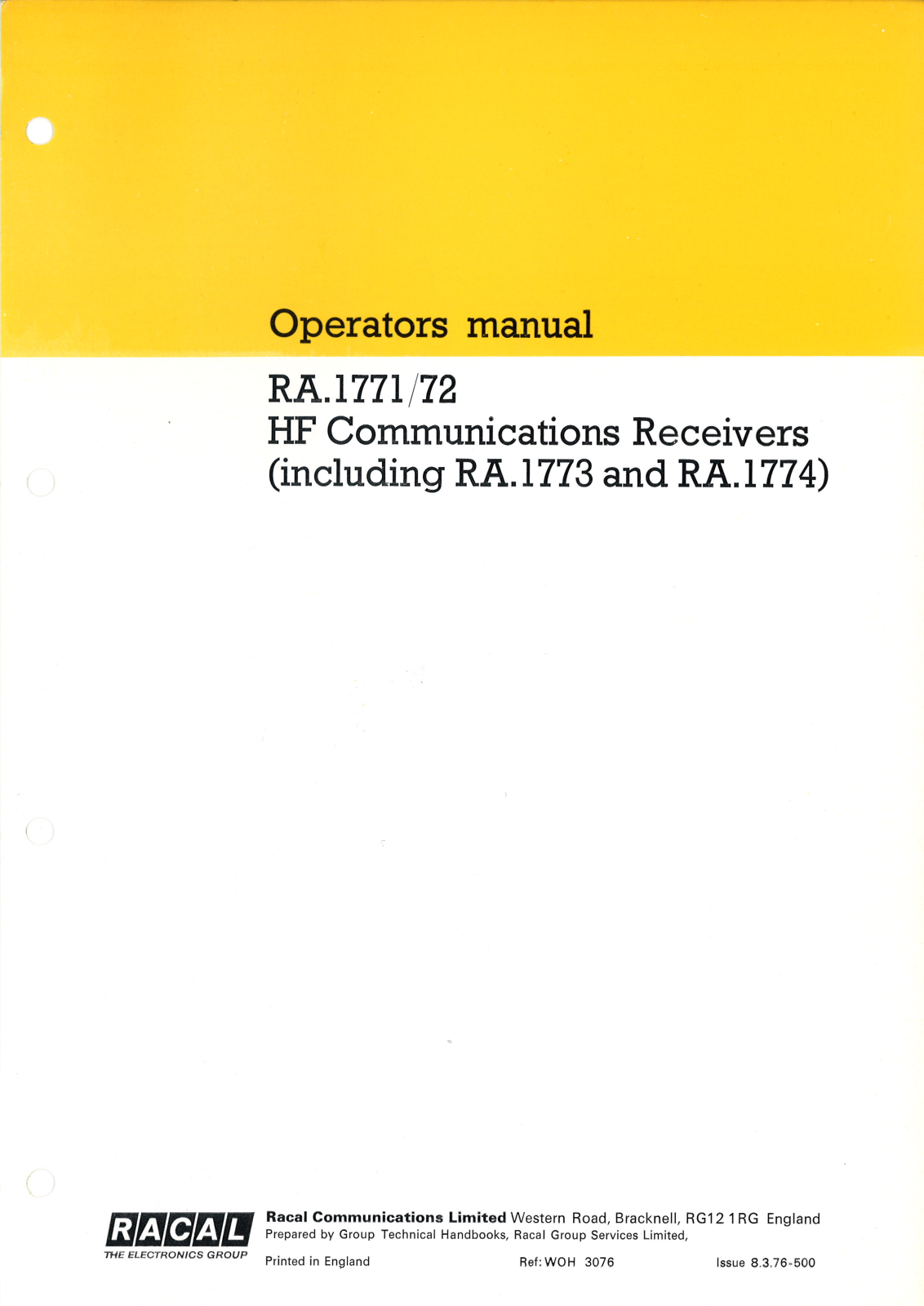 Racal 1774, 1773, 1772, 1771 Service Manual