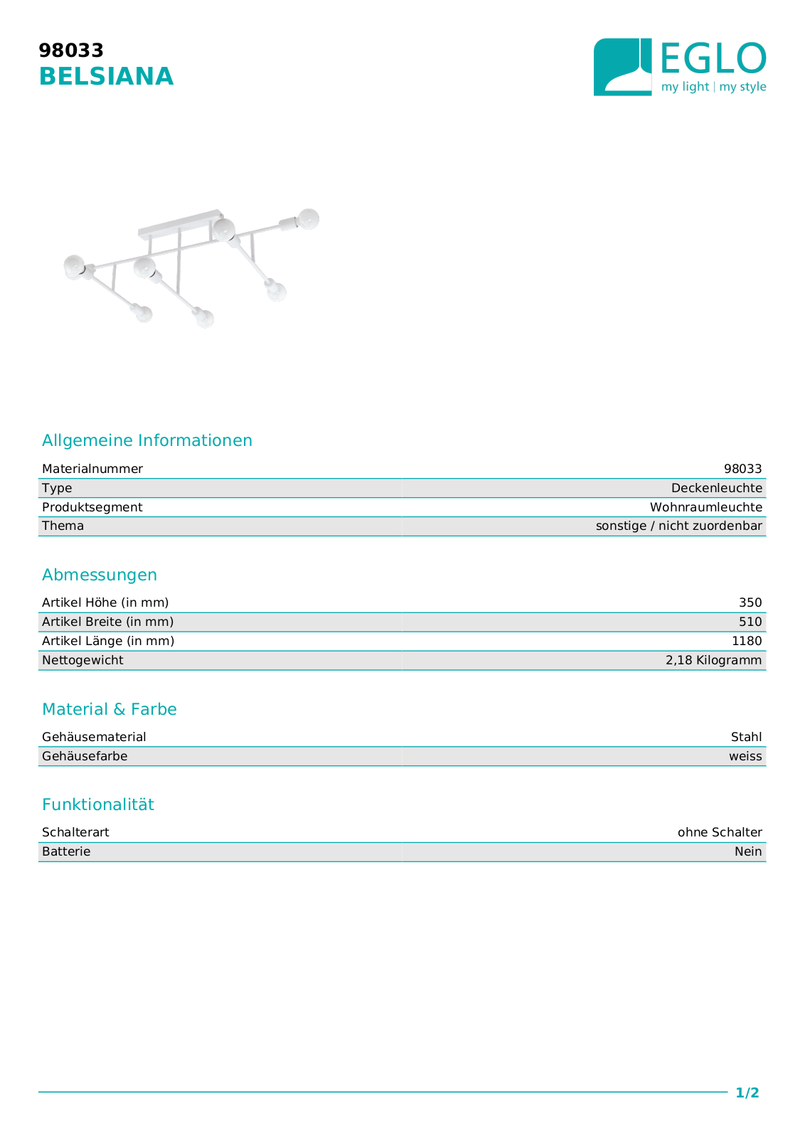 Eglo 98033 Service Manual