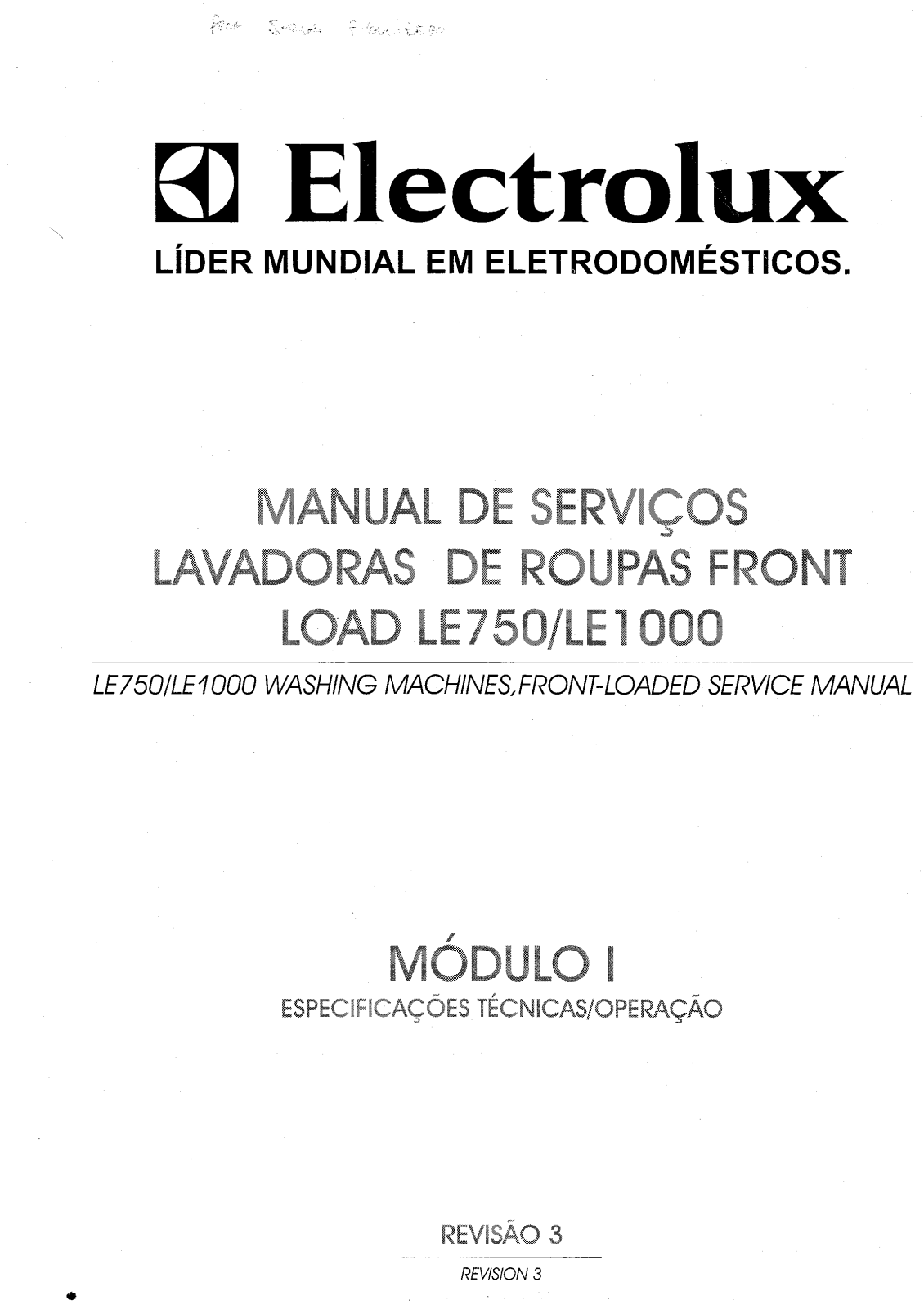 Electrolux LE750, LE1000 Schematic