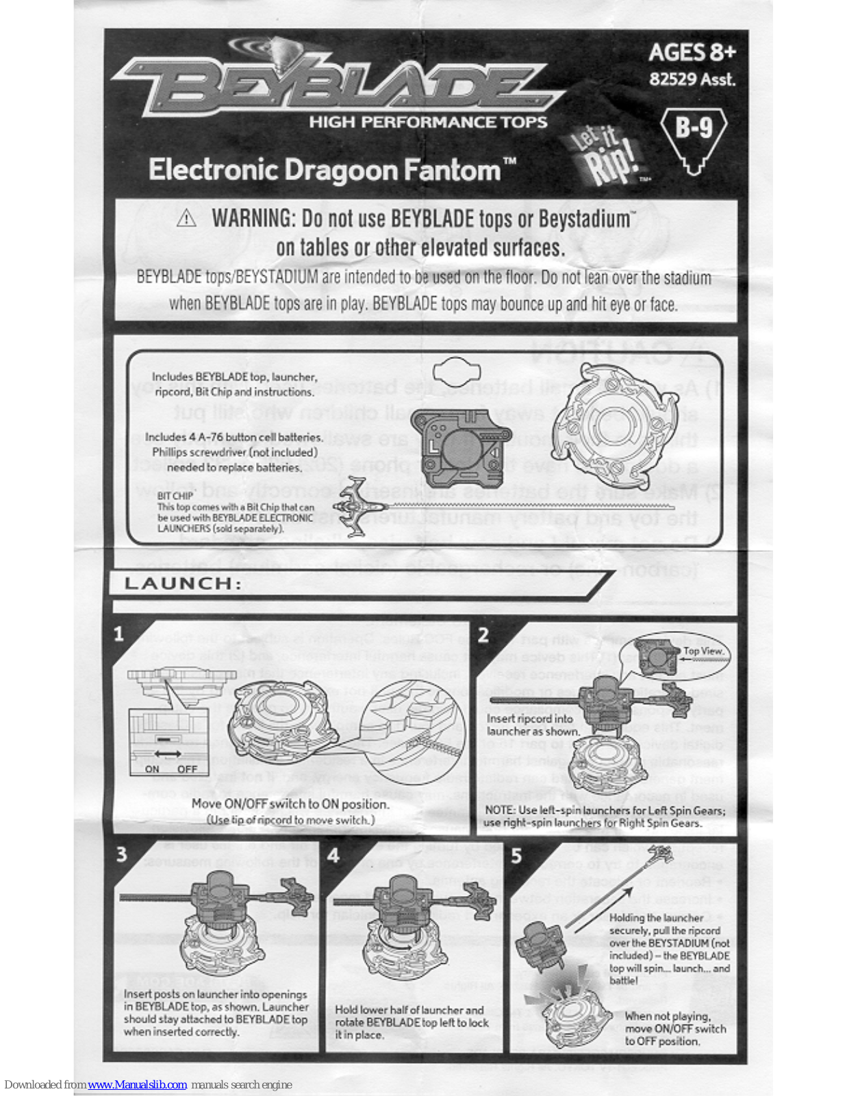 Beyblade Electronic Dragoon Fantom, 82529 Instructions Manual - ManualMachine.com