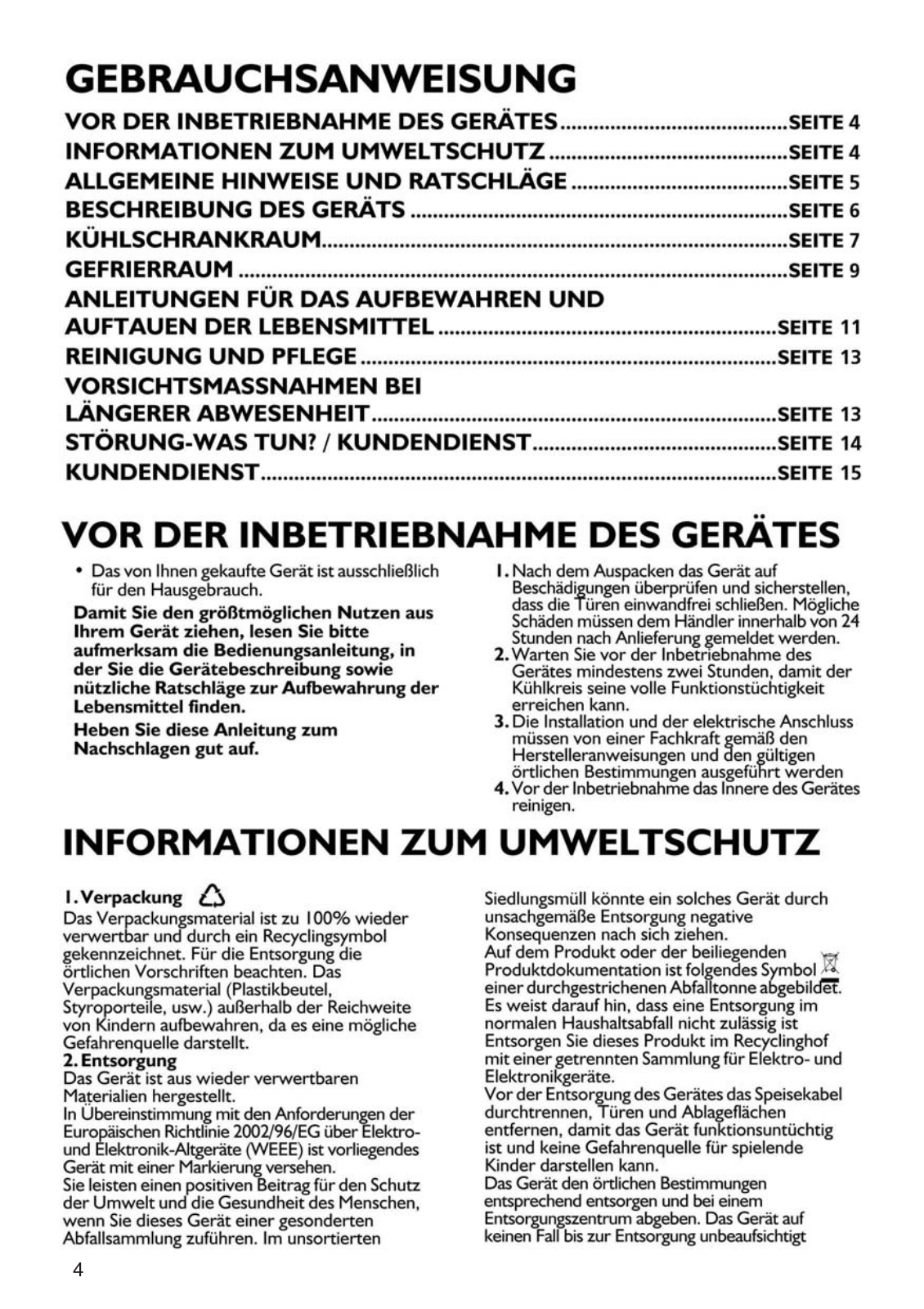 Whirlpool ARC 8120/1/AL, ARC 8120/1/IX INSTRUCTION FOR USE