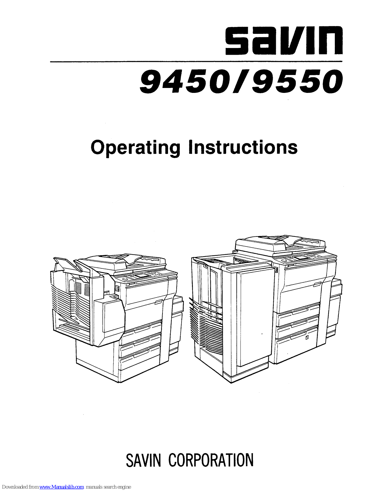 Savin 9450,9550 Operating Instructions Manual