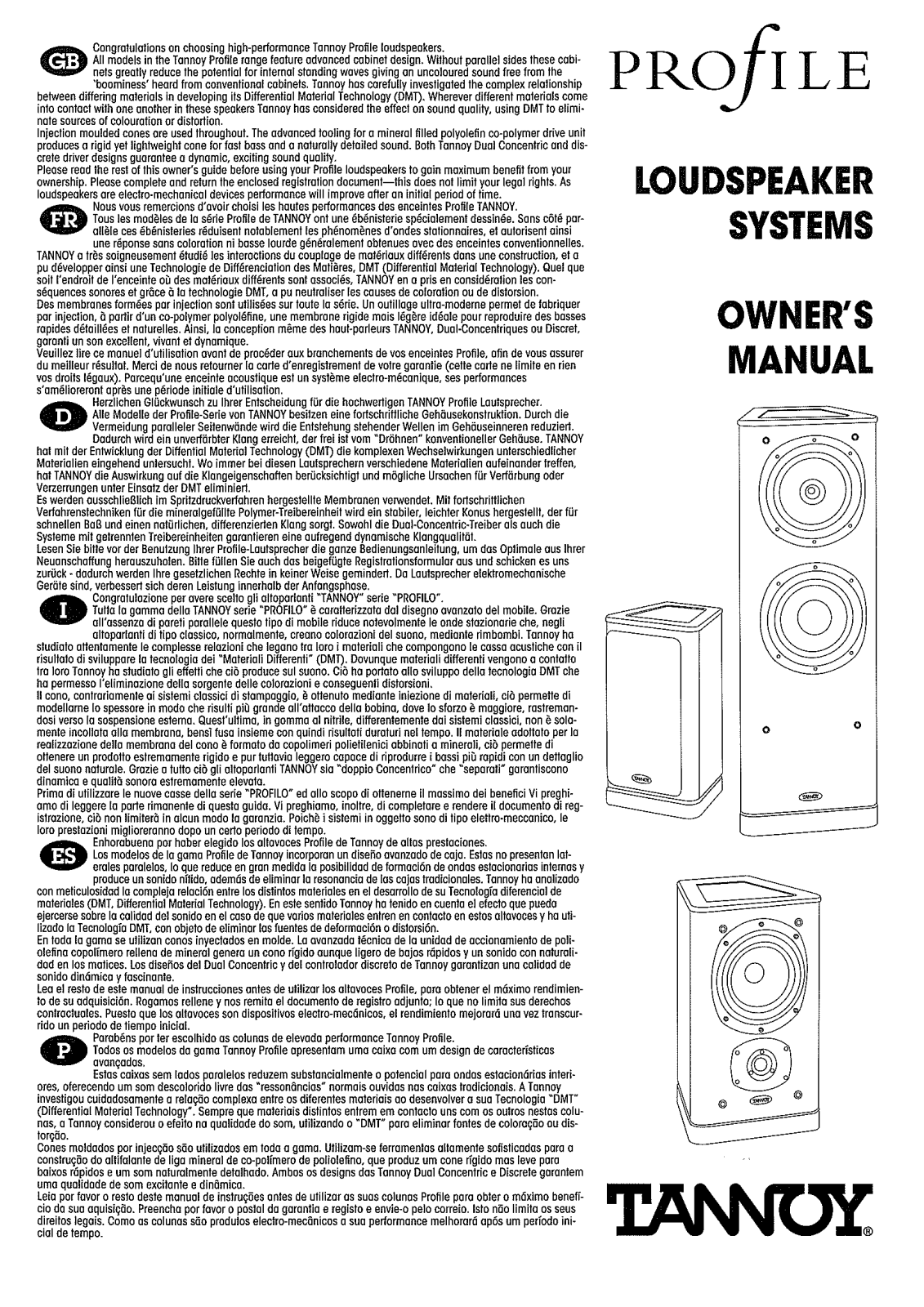 TANNOY PROFILE 636, PROFILE 637 User Manual