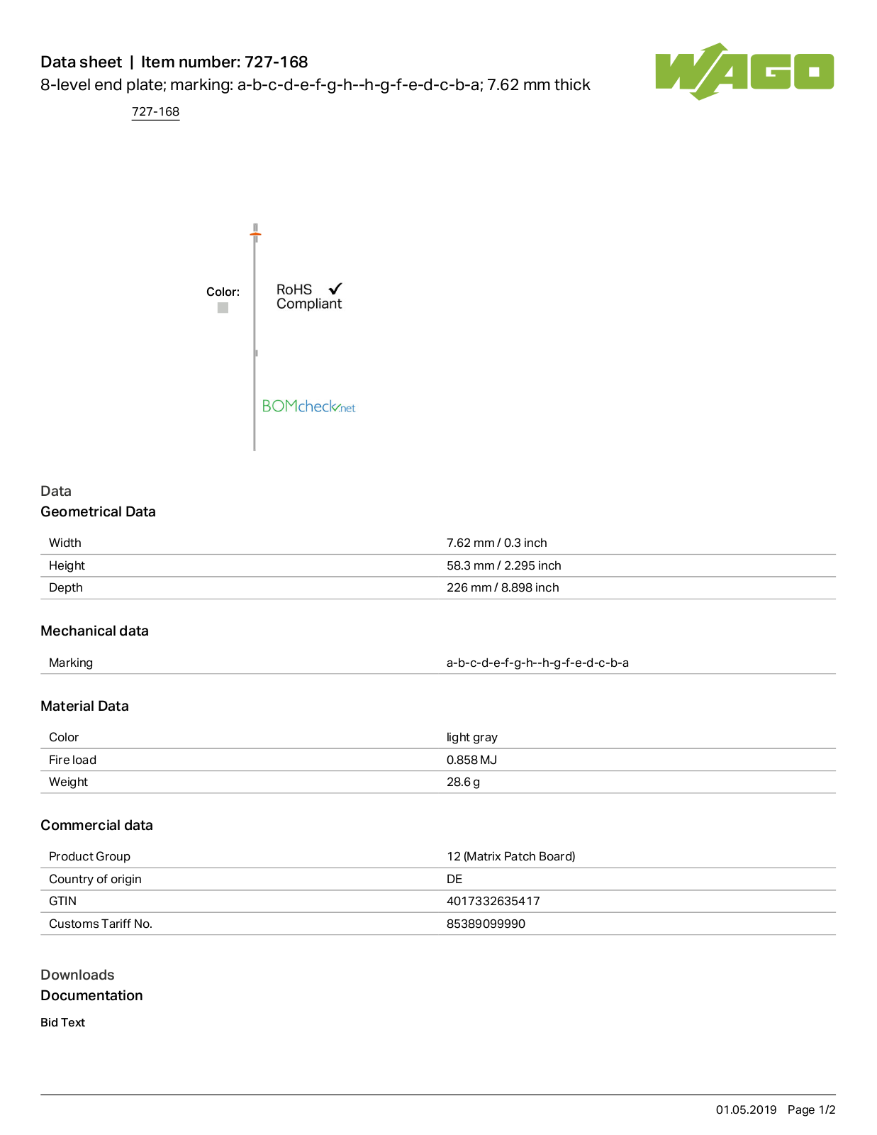 Wago 727-168 Data Sheet