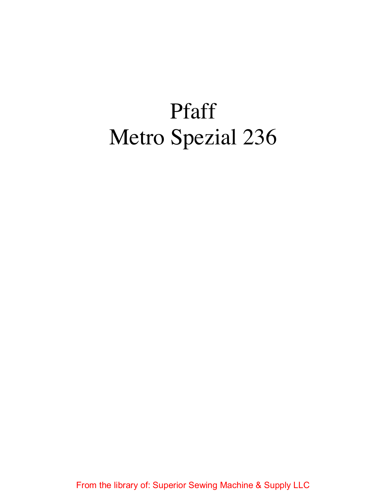 Mauser Metro Spezial 236 User Manual